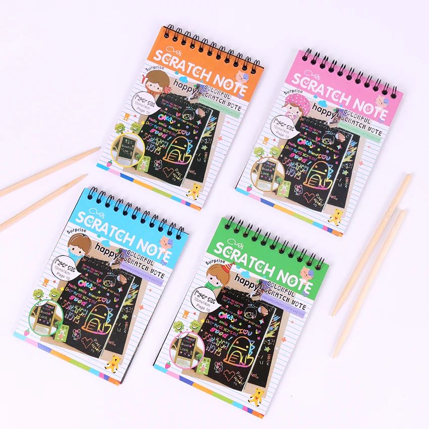 Scratch Note Black Cardboard Creative DIY Draw Sketch Notes for Toy Notebook School Supplies