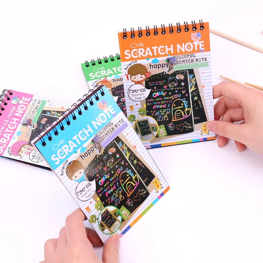 Scratch Note Black Cardboard Creative DIY Draw Sketch Notes for Toy Notebook School Supplies