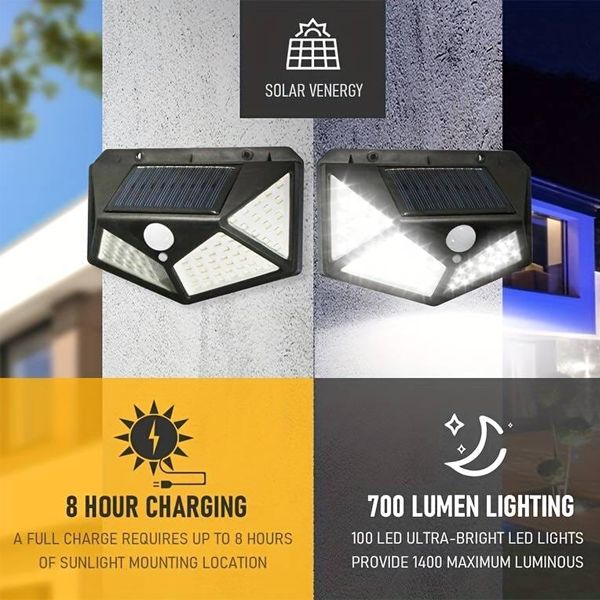 100 Led Solar Motion Light Solar Charging Induction Wall Lamp