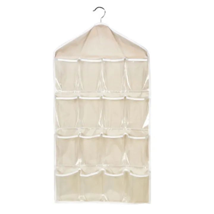 16 Grid Pockets Clear Hanging Bag Socks Bra Underwear Stationery Rack Hanger Storage Saving Space Tidy Organize