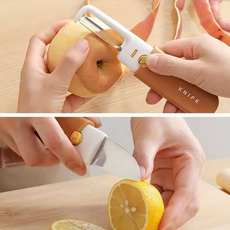 2 In 1 Fruit Cutting Knife and Peeler Stainless Steel