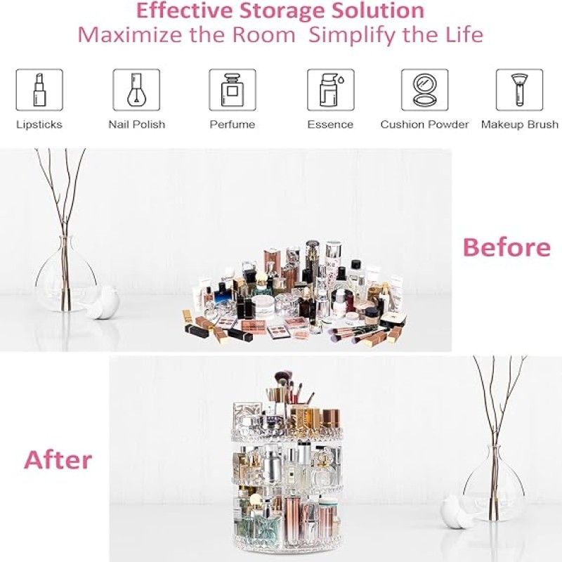 360 Rotating Diamond Cut Cosmetic Organizer Cosmetic Organizer Diamond 360