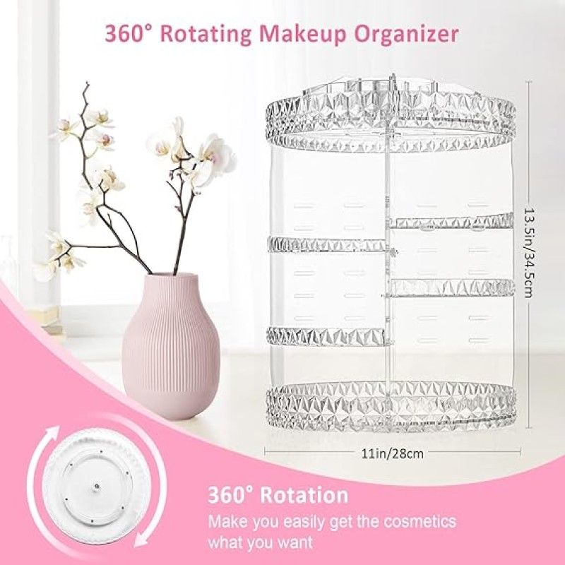 360 Rotating Diamond Cut Cosmetic Organizer Cosmetic Organizer Diamond 360