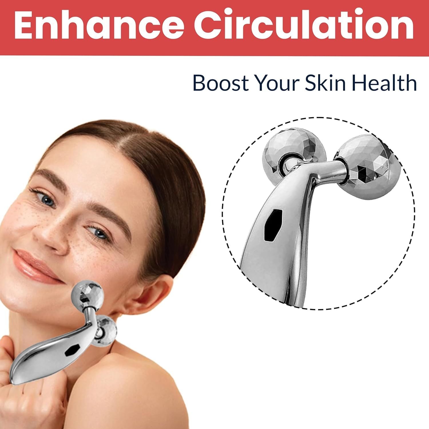 3d Manual Face Massager For Women Facial Massager and Face Roller For Glowing Skin Self Care Product Body Massage Tool Silver