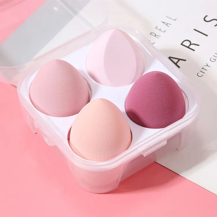 4PCS Makeup Sponge Blender Set Professional Beauty Sponge Foundation Blending Blender with Egg Case Makeup Puff Flawless for Cream Powde