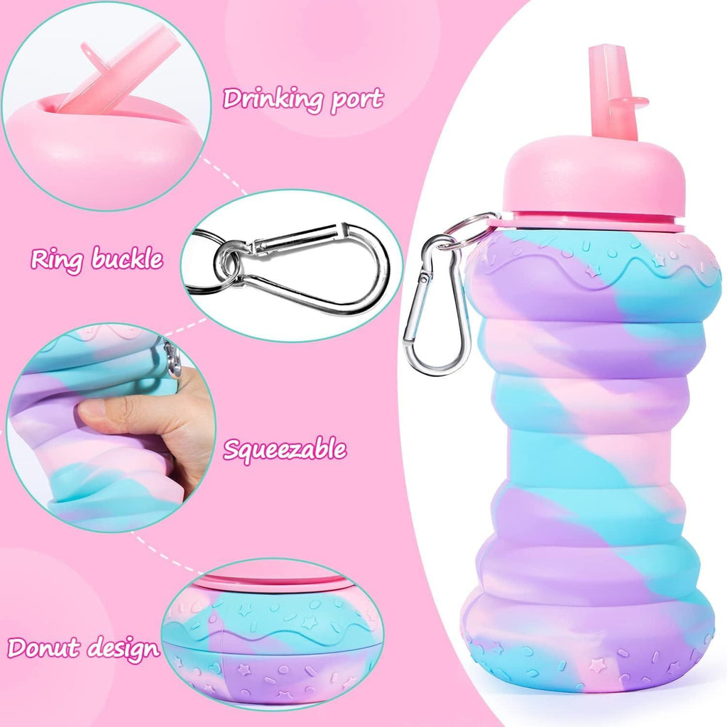 550ml Water Bottle Leak Proof Twist Cap BPA Free Silicone Foldable Water Bottle Portable Sports Cups with Flip Spout for Gym Camping Sports Lightweight Travel Bottle