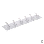 6 Hooks Transparent Self Adhesive Door Wall Hangers Hooks for Kitchen Bathroom