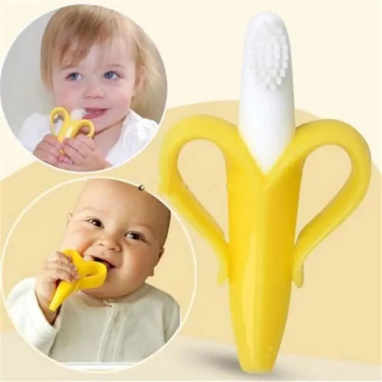 Baby Banana Teether Soothing Pain Relief Soft Baby Teething Toys Baby Toy Banana Molar Tooth Toothbrush Chew Baby Silicone Gum