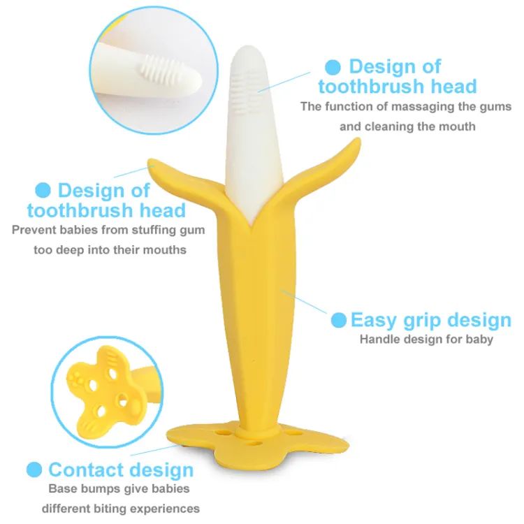 Baby Banana Teether Soothing Pain Relief Soft Baby Teething Toys Baby Toy Banana Molar Tooth Toothbrush Chew Baby Silicone Gum