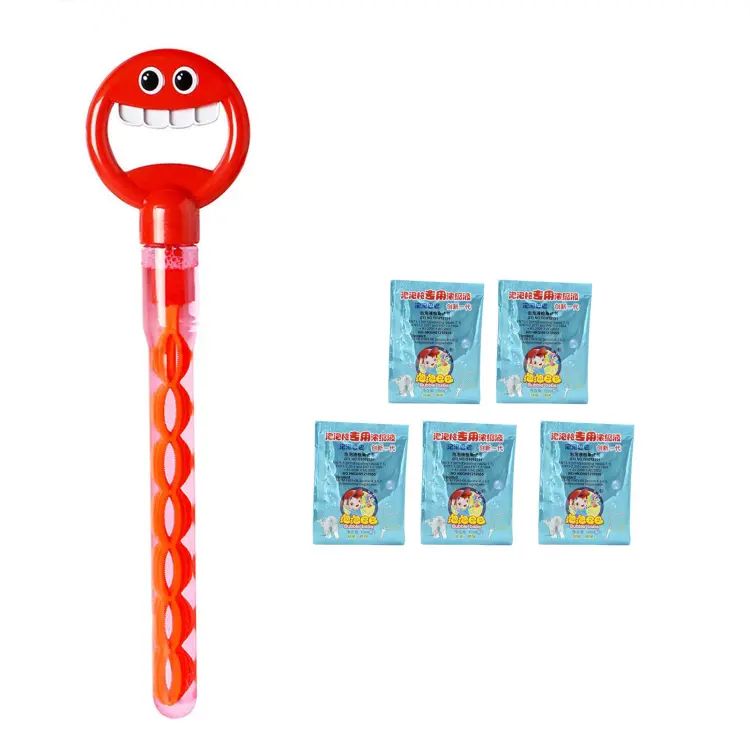 Childrenworld Kids Bubble Wand Smiling Face Bubble Wand Toy with Leak proof Design for Indoor Outdoor Fun 32 Holes Bubble Stick with Bubbles Refill Five Claws Bubble Maker Automatic Bubble Machine