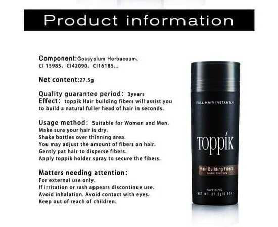 Toppik Caboki Hair Building Fibers Makes thin hairs thick everyday (27.5gm - Black)