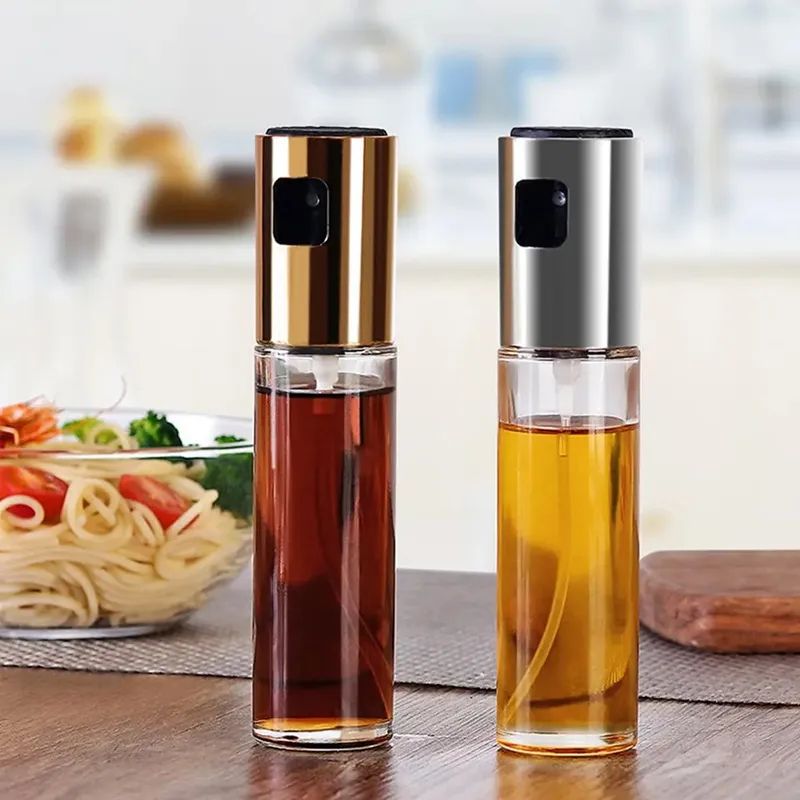 Kitchen Push Type Spray Olive Oil Sprayer Bottle Pump Oil Pot Leak-proof Grill BBQ Sprayer Oil Dispenser BBQ Gravy Boats Tools