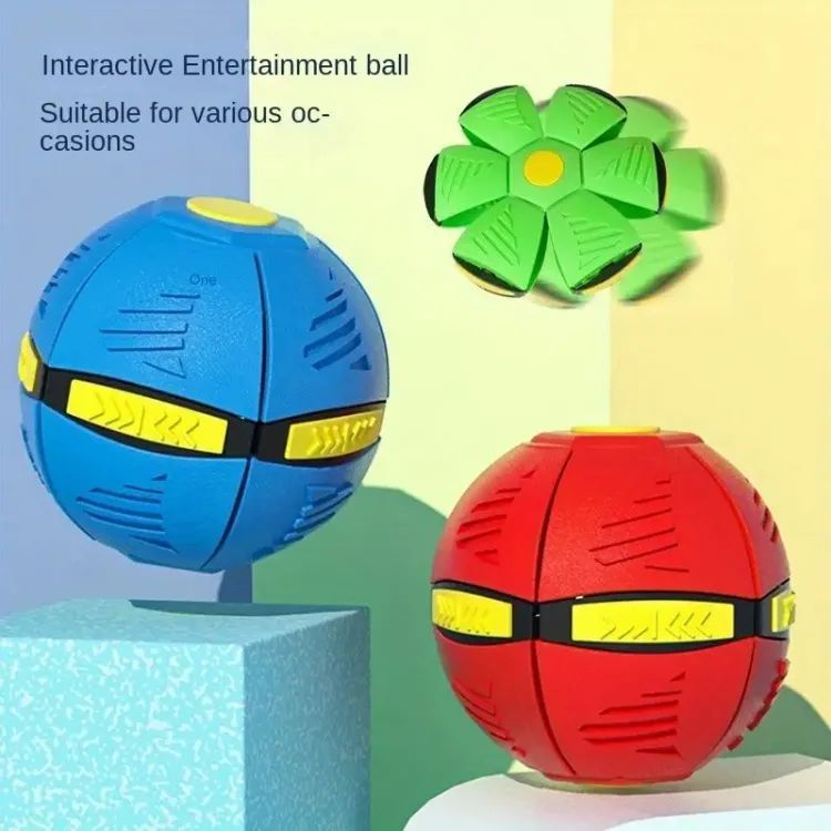 Magic Flying Saucer Ball Frisbee Deformation UFO Football Flat Throw Disc with 3LED Light Flying Toys Outdoor Garden Beach Game Toy