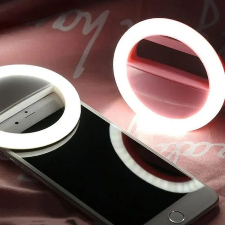 Mobile Selfie Ring Light Portable Selfie LED Ring Light for Mobile Phones Rechargeable Ring Light with Charging Cable For Tik Tok and Photography Brightness Adjustment with Flash Mode