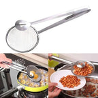 Fry Tool Filter Spoon Strainer With Clip Oil Frying BBQ Filter Stainless Steel Mesh Strainer Kitchen Tool Frying Mesh Colander Quick Strain Stainless Steel Tong Colander BEST HIGH QUALITY
