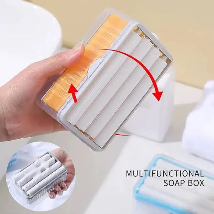 Multifunction Foaming Soap Dish With Drain Soap Box With Bubbler Suitable For Laundry Soap Holder