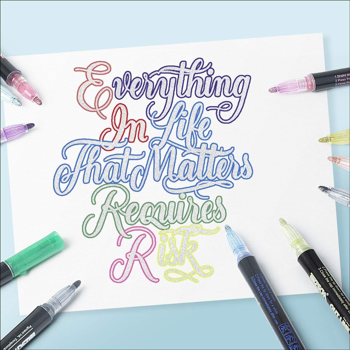 Outline Markers Pens Shimmer Markers 12 Colors Shimmer Marker Set for Doodling Super Squiggles Outline Marker for Children Ages 8 12 Double Line Pen for Drawing Card Making Journal Pens