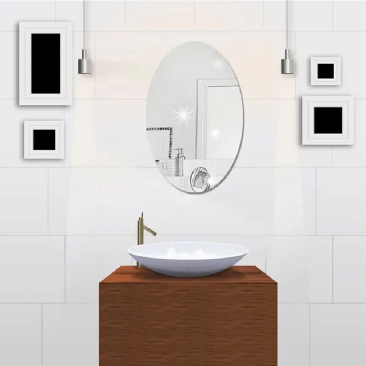 Oval Shape Mirror Wall Sticker Size 11 inch