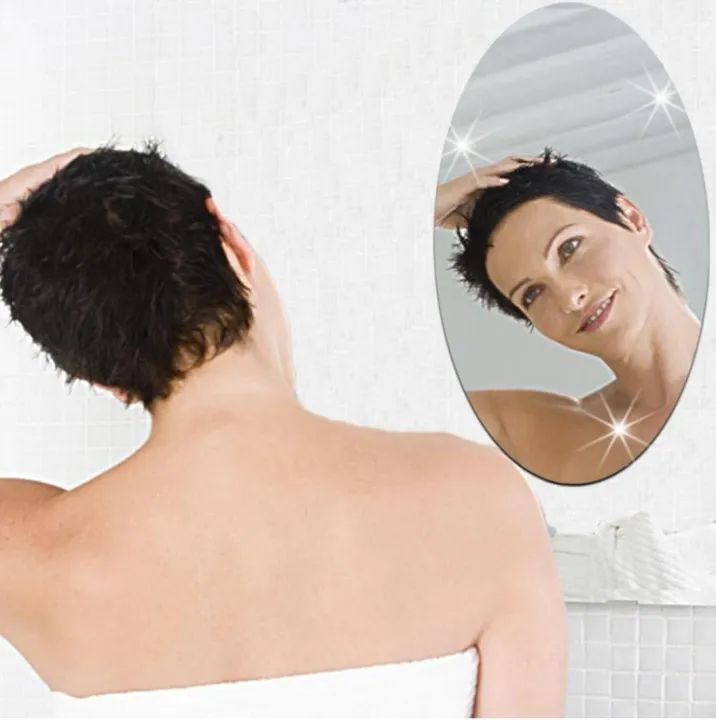 Oval Shape Mirror Wall Sticker Size 11 inch