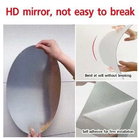Oval Shape Mirror Wall Sticker Size 11 inch