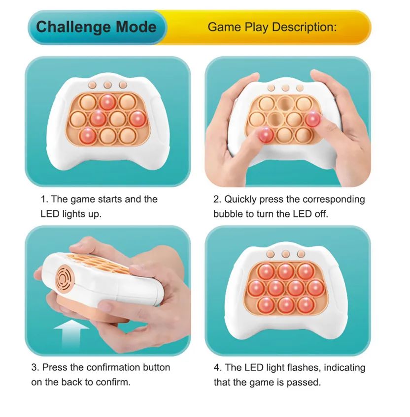 Quick Push pop Game Popsocket Electronic Pushit Pro Super Bubble Pop Game Light Push Up Poplight Antistress Fidget Toys with Box