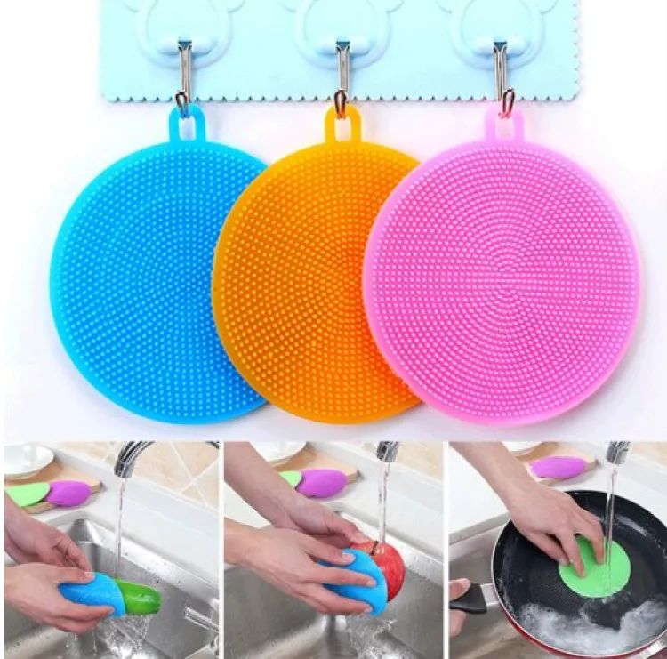 Silicone Scrubber Silicone Sponges Multipurpose Kitchen Scrub Brush for Dish Pot and Veggies