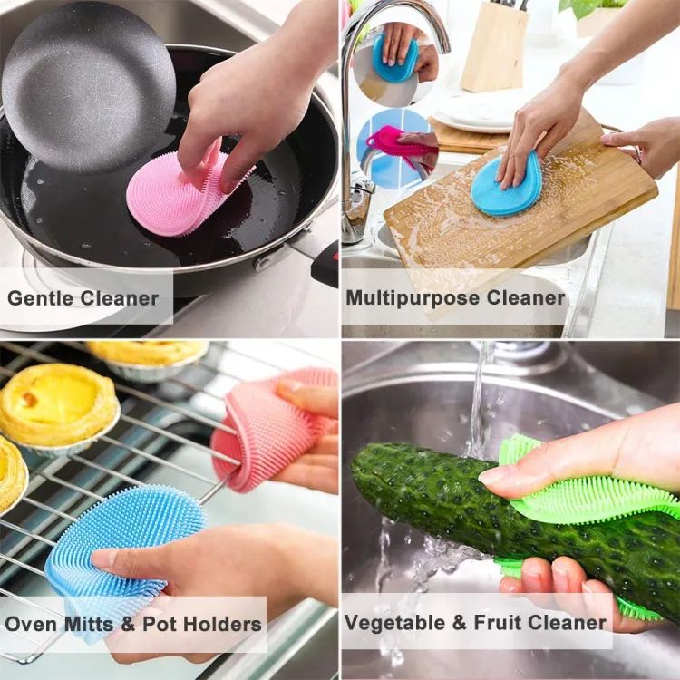 Silicone Scrubber Silicone Sponges Multipurpose Kitchen Scrub Brush for Dish Pot and Veggies