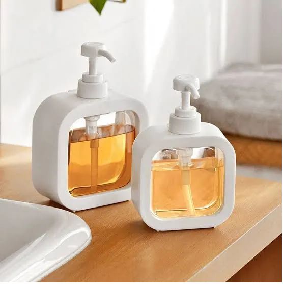 Soap Dispenser - 500ML Refillable Wash Hand Liquid, Dish Detergent, Shampoo Lotion Bottle with Pump Head and Label, Ideal for Kitchen & Bathroom Sink or Shower