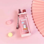 Square Shaped Double Layer Plastic Straw Water Bottle With Scale Markings Random Colours