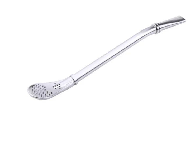 Stainless steel straw spoon Coffee stirring spoon filter spoon Juice straw filter spoon