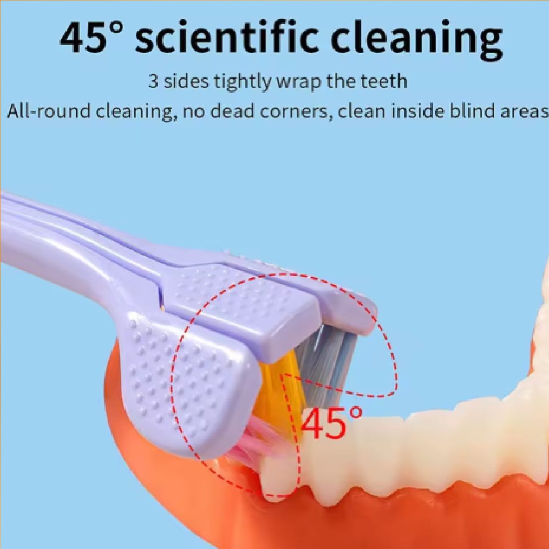 Three Sided Toothbrush Soft Bristles Gentle Clean Replaceable Heads 360 Degree Coverage Toothbrush