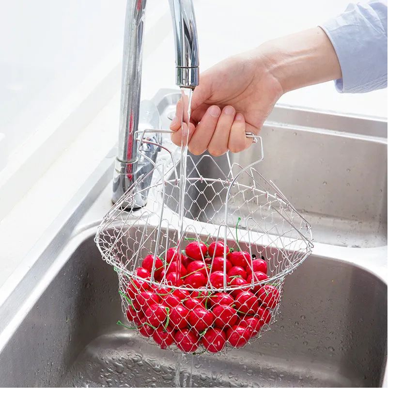 Vegetable Frying, Foldable Strainer, Chef Basket 12 IN 1