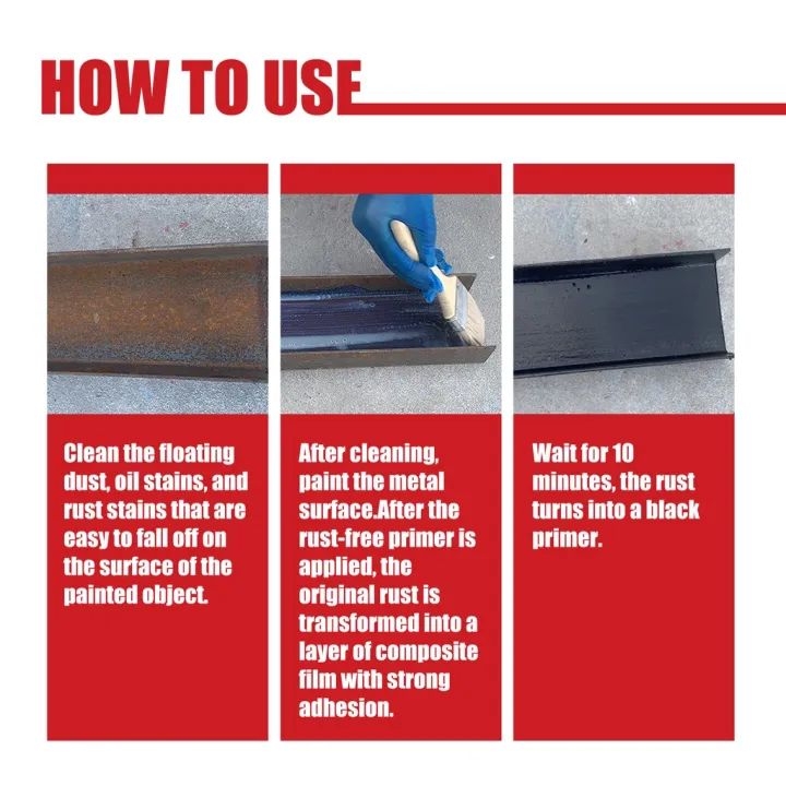 Water Based Metal Rust Remover Metallic Paint Rust Conversion Agent Rust Converter With Brush