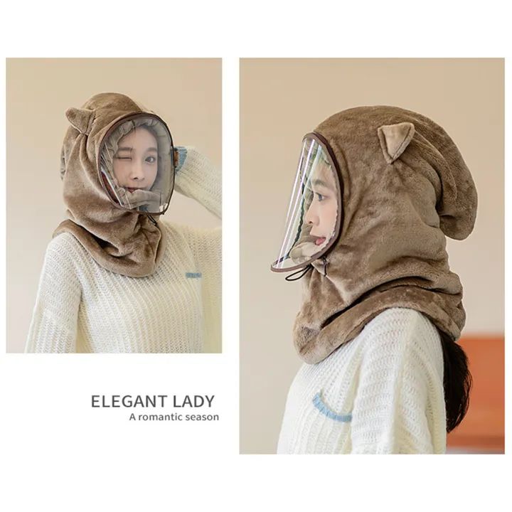 Winter face hoody Women Ear Cap Lightweight Full Protection Thick Cap