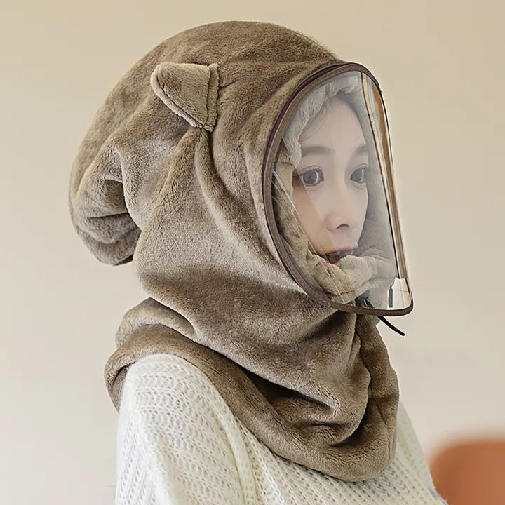 Winter face hoody Women Ear Cap Lightweight Full Protection Thick Cap