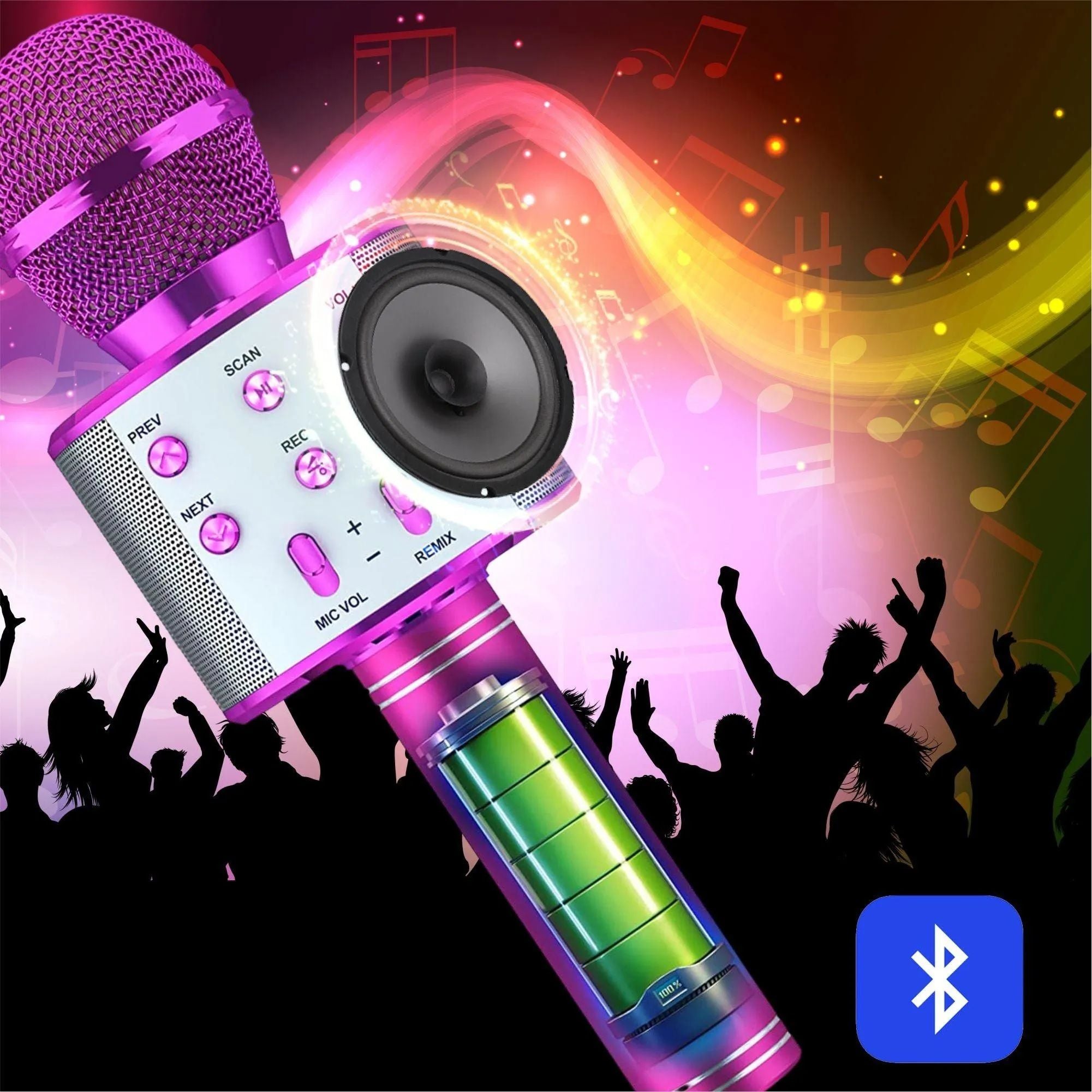 Wireless Microphone,Bluetooth Can Connect Many Devices With Speaker Rechargeable Portable Mic for Family Party